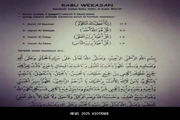 Niat Sholat Sunnah Rebo Wekasan 2025 dan Cara Melakukannya