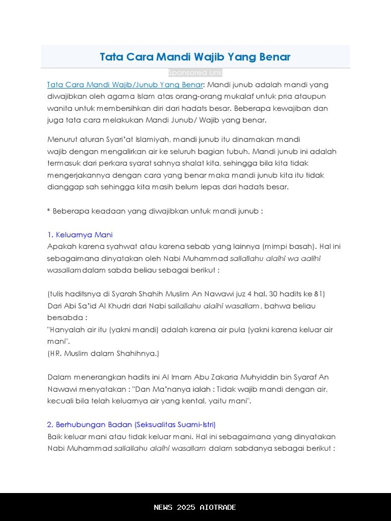 Panduan Mandi Wajib yang Praktis dan Mudah Diikuti