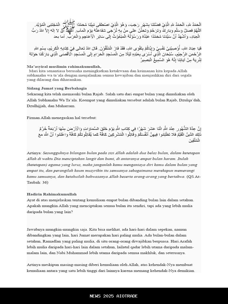 Inspirasi Khutbah Jumat di Bulan Rajab